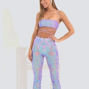 Peony Sequin Two Piece Set in Purple Iridescent